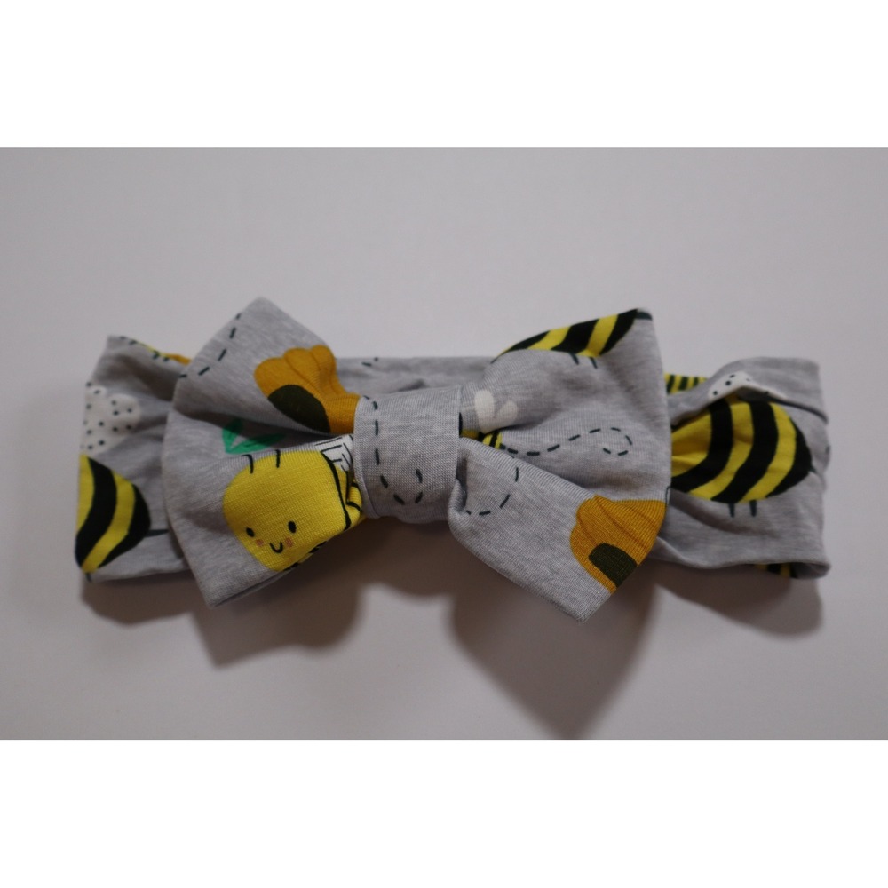 Little Sleepies Busy Bees Bamboo Knotted Bow Headband NB-3T